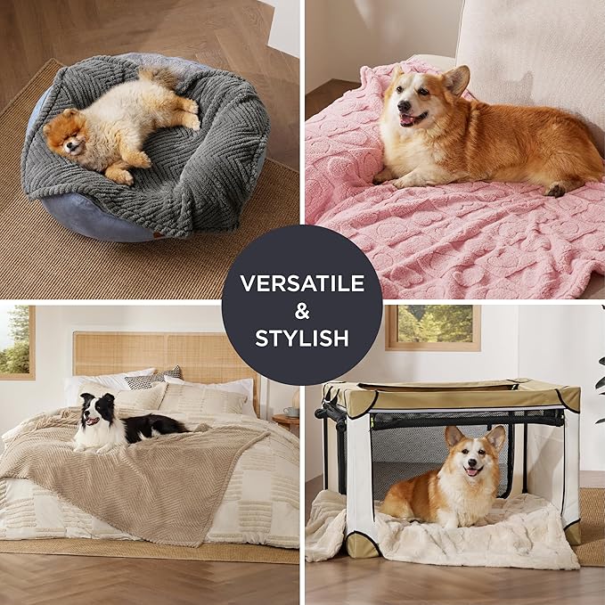 Bedsure Dog Blanket for Medium Dogs Washable - Fluffy Fuzzy Puppy Cat Blanket with Premium 300GSM Coral Fleece Soft for Pet Kitten Doggy, Brown, 30x40IN