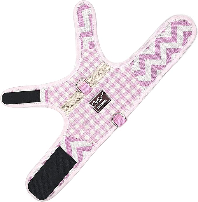 Cat Harness and Leash for Walking Escape Proof, Adjustable Cat Vest Harness, Padded Stylish Cat Walking Jackets, Pink Plaid, Extra Large