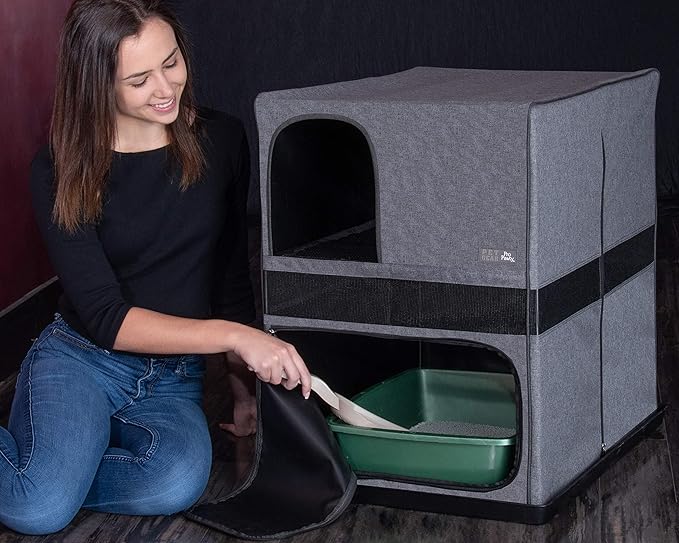 Pet Gear Pro Pawty for Cats with littertraX Mat, Put an end to Scattered Litter, Foldable, Easy Clean, Litterbox not Included, Grey