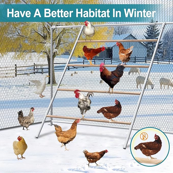 Chicken Perch, Chicken Coop Roosting Perch for Backyard Poultry, Chicken Coop Perch Easy to Assemble & Clean, Farm Chicken Toys (55" L x 40" W)