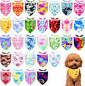 30 Pcs Tie Dye Dog Bandanas for Small Dogs Stitch Dog Bandana Bulk Reversible Print One Side Polyester Puppy Scarves Party Grooming S