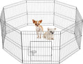 Yaheetech 24" High 8 Panel Foldable Metal Dog Exercise Pen Pet Playpen Dog Fence Outdoor & Indoor Use for Small Animals with Door Black