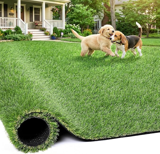 Artificial Grass Rug Indoor Outdoor, 5 x 10FT Fake Grass Turf with Drainage Holes, Realistic Artificial Lawn Rug Dog Pets Mat, Turf Carpet for Garden Lawn Landscape Balcony Patio Backyard Easter Decor