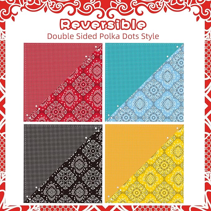 PAWCHIE Dog Bandanas Small Reversible Styles Pet Triangle Scarf Bibs - Adjustable with Two Snaps - Kerchief Set Accessories for Dogs, Puppy, Cats Red