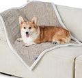 Bedsure Waterproof Dog Blankets for Medium Dogs - Pet Blanket for Couch Protector Washable, Jacquard Coral Fleece Cat Throw Blanket, Soft Plush Reversible Furniture Protection, 30"x40", Pale Oak