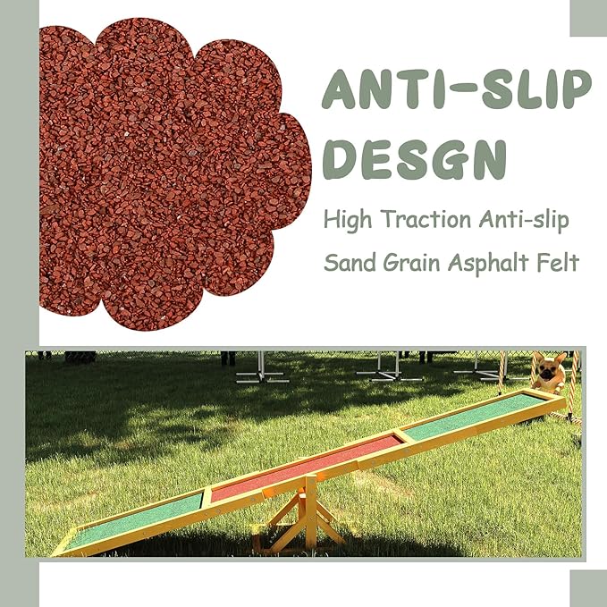71" Dog Agility Seesaw Outdoor for Training and Exercise, Wooden Agility Dog Training Platform Equipment - Dog Obstacle Course Backyard Run Game Toy (Natural)