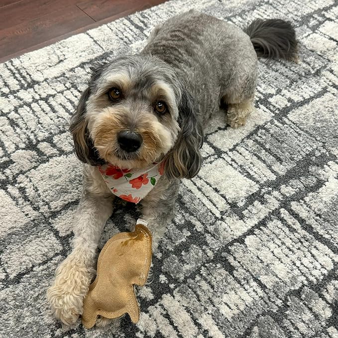 SPOT Dura-Fused Leather Rabbit Dog Toy – Durable Real Leather & Jute Chew Toy with Squeaker, Double-Stitched for Moderate Chewers, Small & Medium Dogs, 7.5in