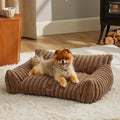 Bedsure ComfyFleece™ Cute Cat Couch for Pets - As Seen on TV on Good Day New York, Small Medium Dog Bed, Supportive Couch Bed for Small Dogs, 30 Inch, Camel Brown