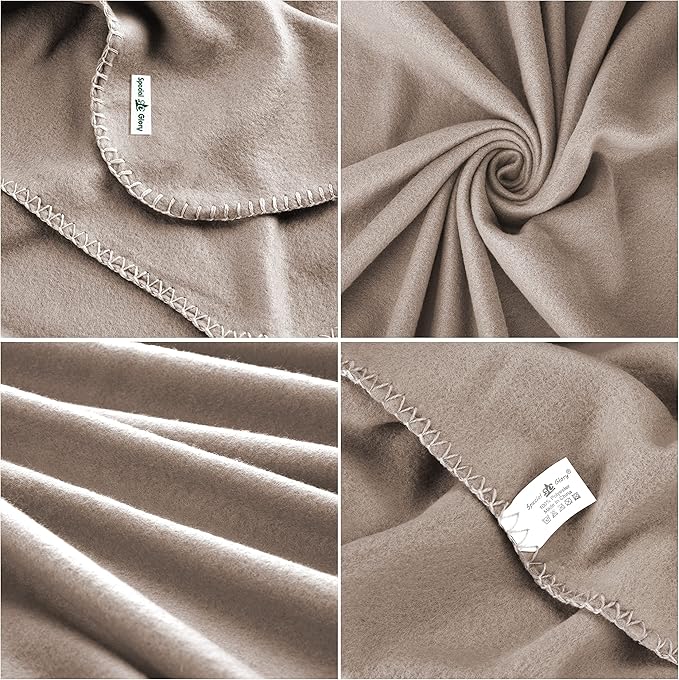 Fleece Throw Blanket Set Bulk for Travel Kids Outdoor Wedding Pet (Camel, Pack of 6 50x60 Inches)