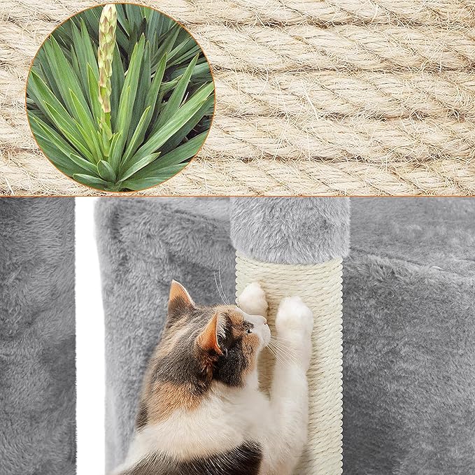 Topeakmart Cat Tree Tower for Indoor Cats, 34.5in Cat Activity Center with Condo & Scratching Post, Cat Climbing Tower Play House w/Large Perch, Platform, Basket for Kitten, Light Gray