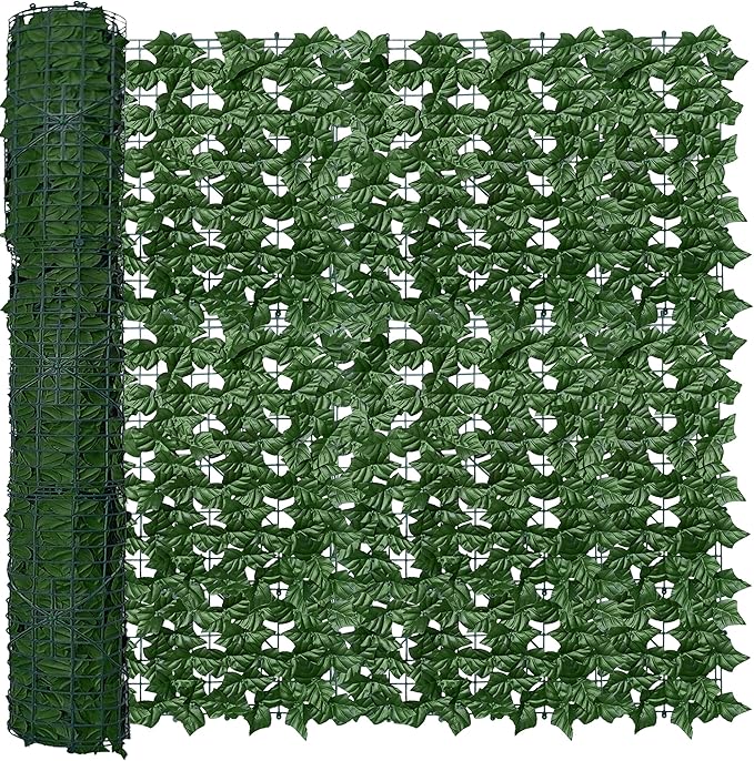 Artificial Fence Privacy Screen: 4FT x 50FT UV-Anti Faux Greenery Backdrop Ivy Chain Link Shades Panels for Patio, Balcony, Garden,Deck,Backyard Indoor Outdoor Green Wall Decor