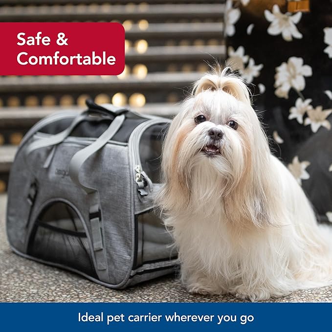 Coastal Pet Bergan Comfort Carrier - Breathable Travel Carrier for Dogs & Cats - Heather Grey, 19" x 10" x 13"