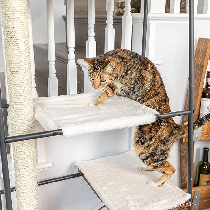 PetFusion VersiCLimb Cat Climber | Multi-Purpose Pet Furniture w/Tall Scratching Post & Hammock | Multi-Level Cat Scratcher Great for Pet Storage or Displaying Pictures & Books