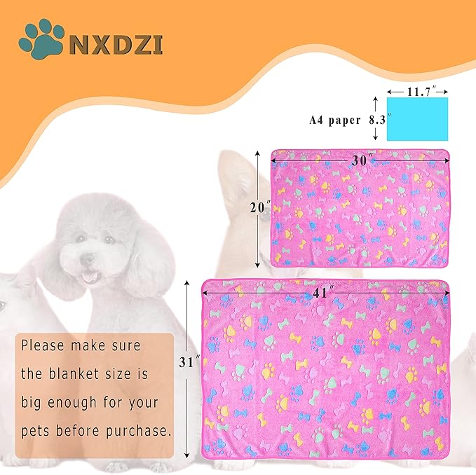 Dog Blankets for Large Dogs, 3 Pack Dog Blanket Washable 41" x 31", Fuzzy Soft Pet Mat Throw Cover for Kennel Crate Bed, Cute Bone Pattern,Waterproof Cat Blanket, Blankets for Dogs, Pet Blanket