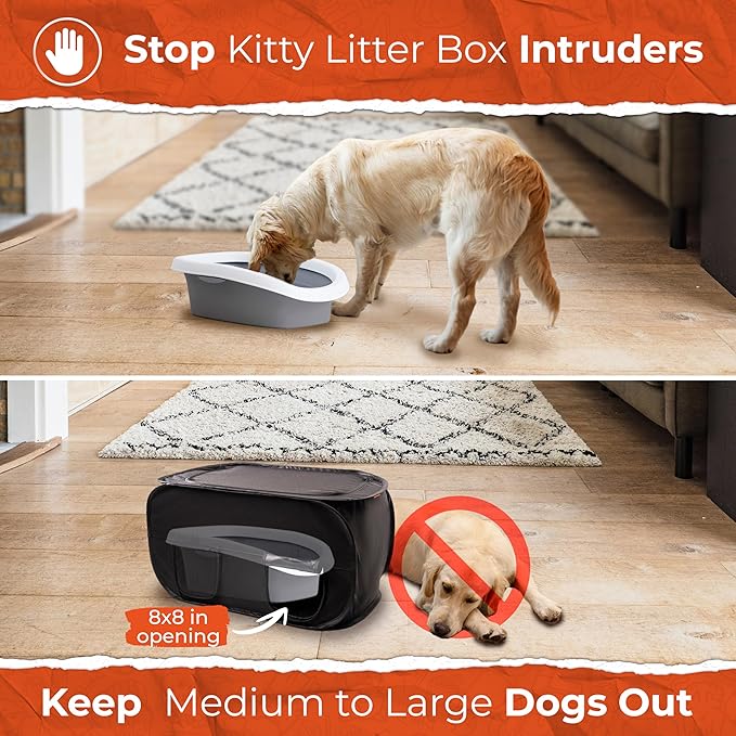 Cat Litter Box Enclosure, Dog Proof, Discreet and Hidden Litter Box, Kitty Litter Trap Design with Easy-Clean Feature, Scoop and Deodorizer Storage Pockets, Lightweight and Waterproof