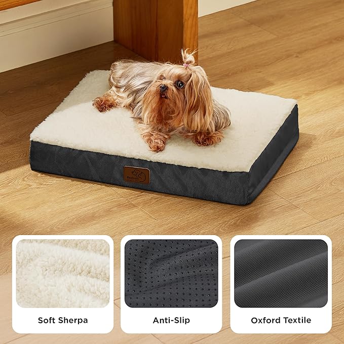 Bedsure Dog Bed for Small Dogs - XS Comfy Flat Puppy Beds with Removable Washable Cover, Orthopedic Egg Crate Foam Pet Mat, Suitable for Pet or Cats Up to 10 lbs