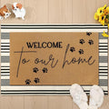 Tinideya 2 Pcs Pet Theme Door Mat Paw Welcome Non Slip Coir Mats Dog Cat Floor Layering Doormats Seasonal for Front Porch Entryway Decor(PET)