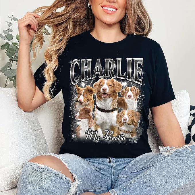 JIX & JOKY Custom Your Own Bootleg Rap Shirts with Dog Faces Custom Pet Shirt for Men Graphic Tshirt Gift Idea for Pet Lovers