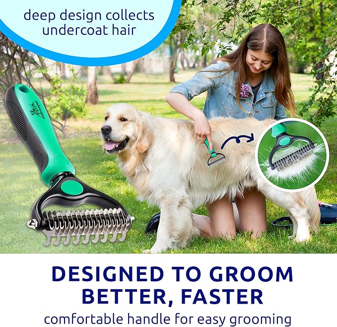 Pat Your Pet Deshedding Dog Brush For Shedding – Cat Brushes For Indoor Cats, Double-Sided Cat Brush Deshedding & Grooming Tool For Long Haired And Short Haired Dogs, Skin-Friendly