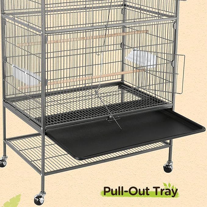 Yaheetech 52-inch Wrought Steel Standing Large Flight King Bird Cage for Cockatiels African Grey Quaker Amazon Sun Parakeets Green Cheek Conures Pigeons Parrot Bird Cage Birdcage with Stand