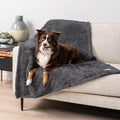 PetAmi Fluffy Waterproof Dog Blanket for Medium Large Dogs, Soft Warm Pet Sherpa Throw Pee Proof Couch Cover, Reversible Cat Bed Blanket Sofa Protector, Plush Washable Pad (Gray, 40x60)