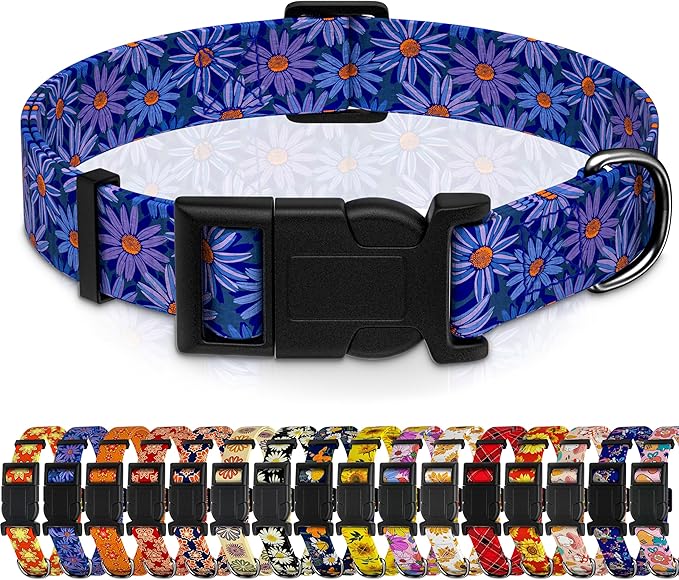 Dog Collar, Classical Indian Spirit Boys Girls Puppy Collar for Small Medium Large Dogs, Adjustable Soft Indian Pet Collar with Safety Buckle for Male Females(Purple,S)