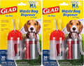 Glad for Pets Extra Large Unscented Heavy Duty Dog Waste Bags with Dispenser and Metal Clip | Plastic Disposable Poop Bags for Dogs, Easy to Use for Dog Walking, 30 Count (Pack of 2)
