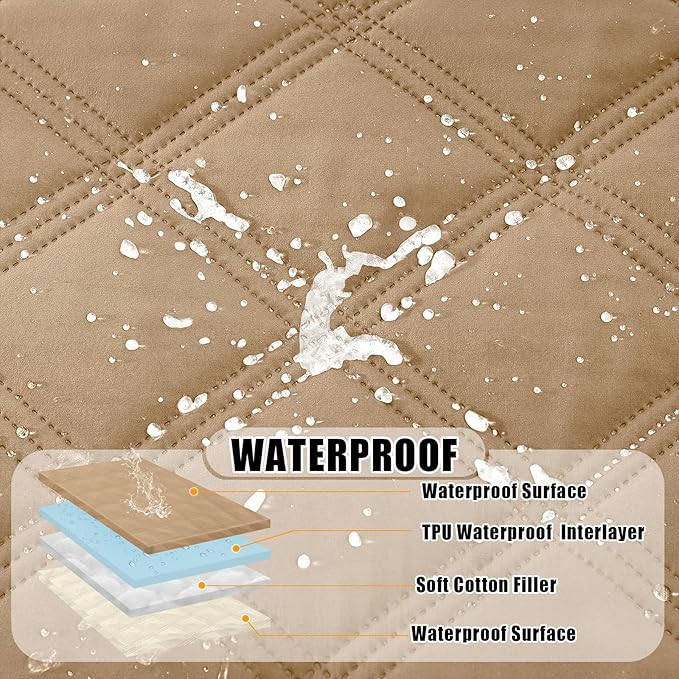 Smiry Waterproof Dog Bed Cover Blanket 40x50, Soft Reversible Pet Blanket, Washable Leakproof Cats Dogs Couch Cover for Sofa, Couch, Furniture, Camel/Beige