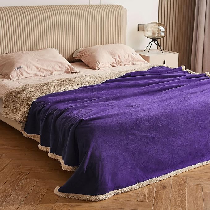 Kritter Planet Waterproof Bed Blanket for Dogs, Washable Stain Proof Pad Bed Cover, Reversible Leakproof Furniture Protector, Liquid Proof Blanket for Couch Sofa, 80x60 inch, Queen Size, Purple