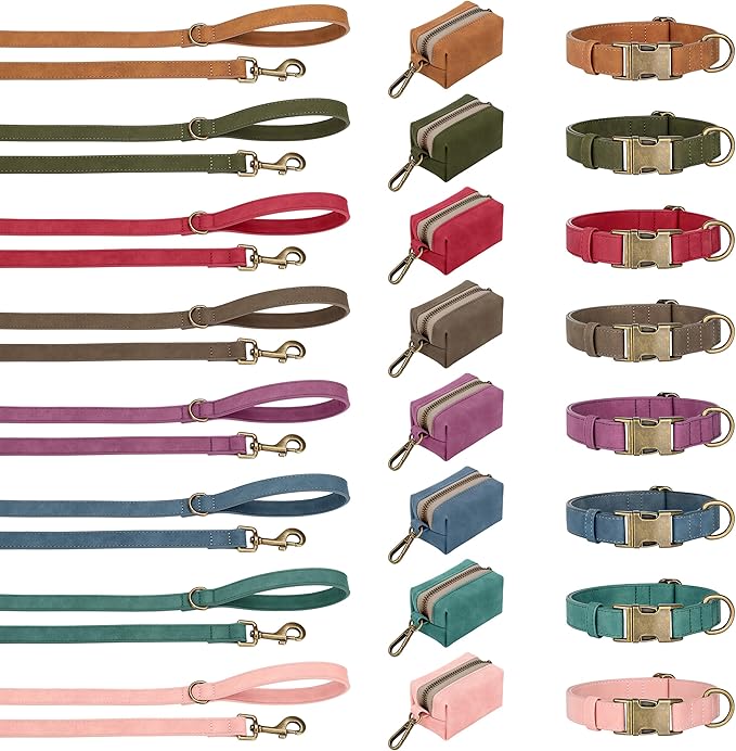 Didog Soft PU Leather Dog Collar, Stylish Quick Released Dog Collar for Large Dogs, Easy Clean Adjustable Pet Collar for Daily Walking, Blue, L Fit 15-23" Neck