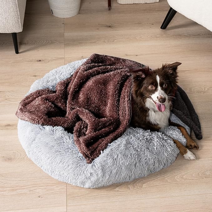 PetAmi Dog Blanket for Small Dogs Brown, Fluffy Soft Puppy Blanket, Sherpa Fleece Cat Blanket for Kitten Doggie, Calming Pet Blanket Throw for Couch Sofa Bed Washable, Small 24x32
