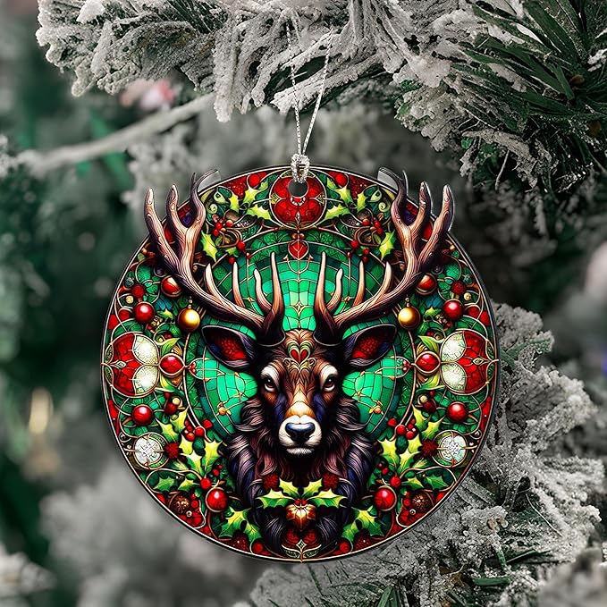 Reindeer Ornament, Reindeer Ornaments for Christmas Tree, Hunting Ornaments for Christmas Tree, Classic Gothic Fantasy Christmas Ornaments 2025, Deer Decor, Woodland Holiday Ornament Gift