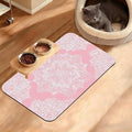Pet Feeding Mat,Boho Mandala Absorbent Dog Cat Food Mat Pink Flower Dog Mat with Rubber Backing,Non-Slip Water Bowl Placemat,Pet Supplies 12" x 20"