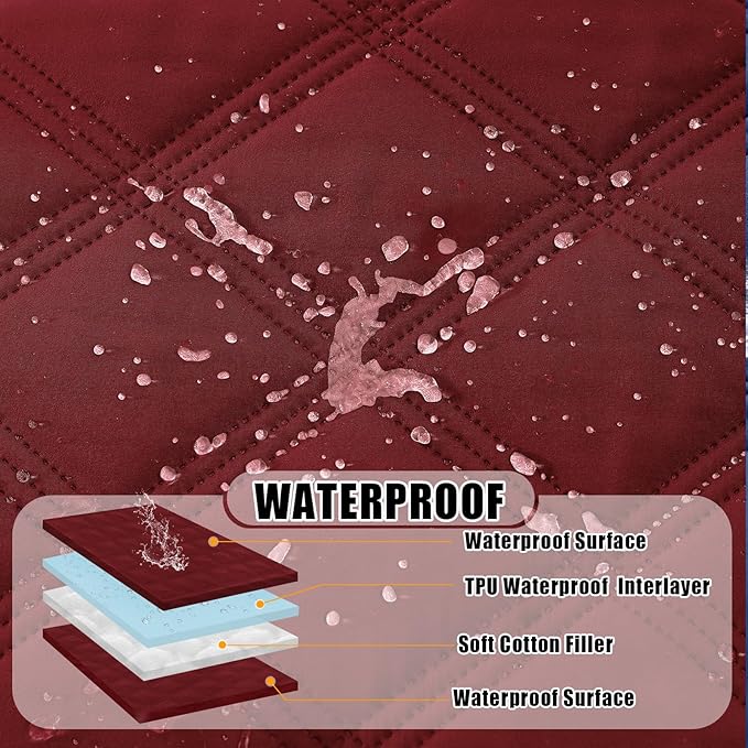 Smiry Waterproof Dog Bed Cover Blanket 68x82, Soft Reversible Pet Blanket, Washable Leakproof Cats Dogs Couch Cover for Sofa, Couch, Furniture, Wine Red/Wine Red