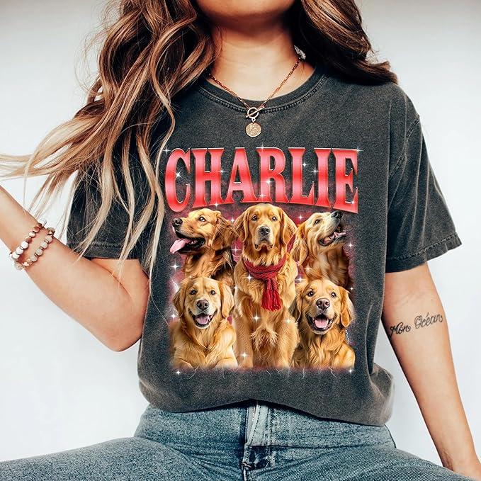 JIX & JOKY Custom Your Own Bootleg Rap Shirts with Dog Faces Custom Pet Shirt for Men Graphic Tshirt Gift Idea for Pet Lovers