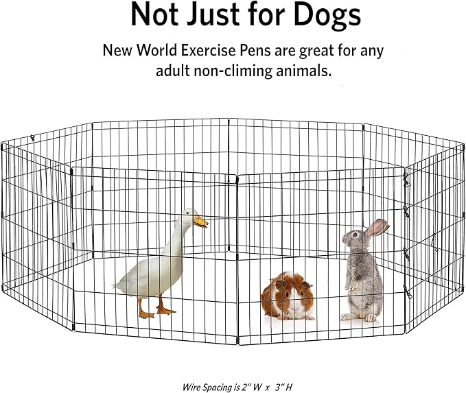 MidWest Homes for Pets Folding Metal Puppy / Dog Exercise Pen, Indoor/Outdoor Playpen with No Door, Provides 16 Sq Feet of Play Space, 18-Inches Tall, Black E-Coated