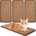 Tuanse 4 PCS Cat Scratcher Mat, 15.7 x 7.8 Inches Sisal Cat Scratching Pad, Horizontal Floor Scratching Pad Rug with Adhesive Loop Tape for Protect Couch and Carpets(Brown)