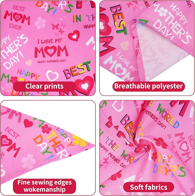 30 Pcs Mothers Day Small Dog Bandanas Bulk 25 Inch Love Mom Dog Bandanas for Medium Dogs Breed Best Mom Dogs Bandana Large Cats Grooming M