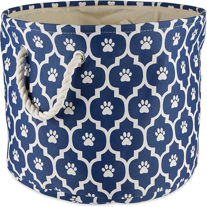 Bone Dry 6192 Pet Storage Collection Lattice Paw Print, Medium Round, Nautical Blue