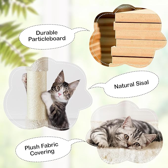 Yaheetech XL Cat Tree, 80in Multi-Level Cat Tower w/Scratching Posts, Double Condo, Perched Platforms and Dangling Balls, Pet Stand House for Kittens, Beige
