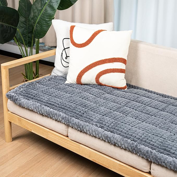 Washable Dog Couch Cover Protector, Non Slip Dog Bed Mat Machine Washable Large Blanket for Dogs, Pet Couches Covers for Sofa (Grey, 24.8 * 53.9 '')