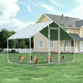 4ever2buy Large Metal Chicken Coop with Run Walk-in Poultry Cage Chicken Runs House Pen Cage Spire Roofed Chicken Coops with Anti-Ultraviolet Cover for Outdoor Backyard Farm Use 9.8’L x 6.6’W x 6.4’H