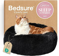 Bedsure Calming Cat Beds for Indoor Cats - Small Cat Bed Washable 20 inches, Anti-Slip Round Fluffy Plush Faux Fur Pet Bed, Fits up to 15 lbs Pets, Black