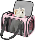 Discala Cat Dog Carrier Up to 15 Lbs TSA Airline Approved Pet Carrier for Small Medium Cats Puppies Dog Carriers for Small Dogs Collapsible Soft Sided Cat Travel Carrier - Pink 15.7"x10.2"x10.2"