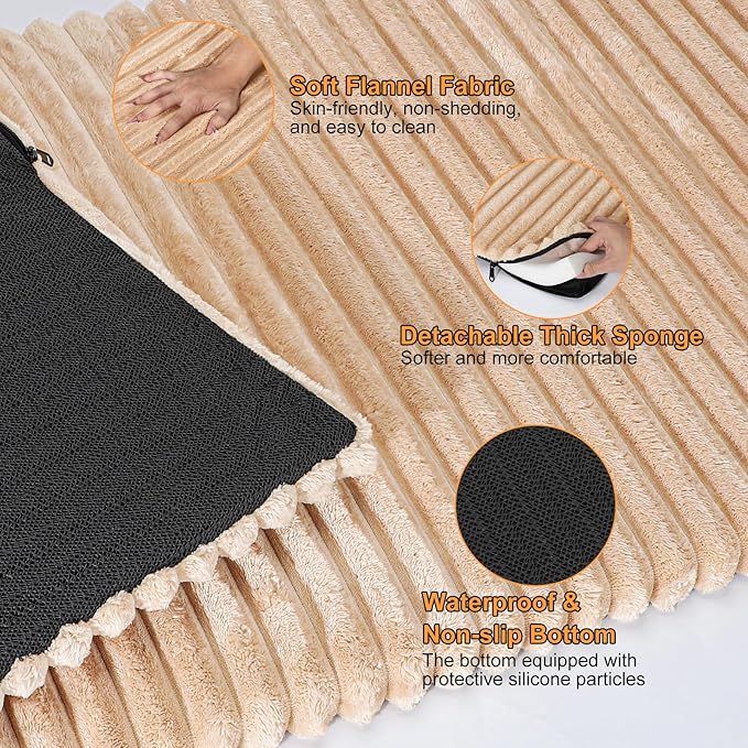 FURTIME Backseat Pet Bed Mat, Non-Slip Dog Bed for Car Back Seat, Washable Travel Pet Mat with Removable Cover, Dog Seat Covers Protector Fit for Backseat Extenders and Trucks SUVs, 54"x 24.8", Brown