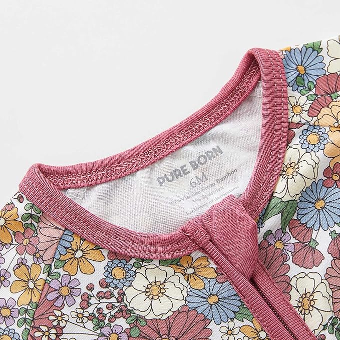 pureborn Baby Infant Boys Girls Sleeper Snug Fit Viscose from Bamboo Pajamas Zipper Pjs 0-24 Months
