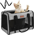 PETUX Large Pet Carrier for Large Cats ＆ Small Dogs - Up to 20Lb, Top and Side Entry, 4 Side Breathable, Foldable Soft Cat Travel Carrier with Safety Car Seat Buckle and Anti-Scratch Mesh - Grey