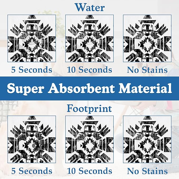 Black Boho Art Dog Food Mat–Christmas Stocking Absorbent Quick Dry Feeding Placemat for Food and Water Bowls, Non Slip Rubber Backing, Waterproof Pet Supplies for Mess-Free Eating 16"x24"