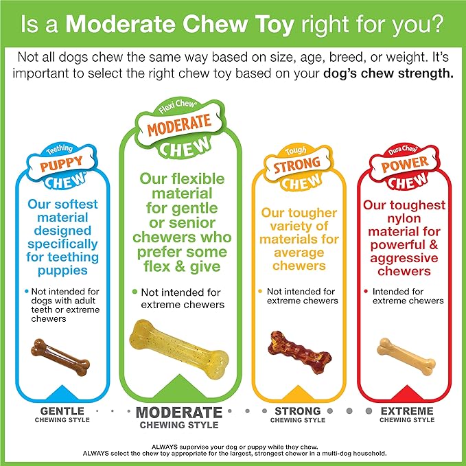 Nylabone Original Bone Flexi Chew Toy for Dogs, Dog Toys for Moderate Chewers, Dog Chew Bones, Chicken & Original Flavor, For Small Dogs - Up to 25 Ibs, 3 Pack