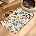 Butterfly Flower Dog Food Mat,Vintage Berry Absorbent Pet Feeding Mat for Food and Water Bowl,Quick Dry Dog Placemat Non Slip Rubber Backing Waterproof Pet Supplies 16" x 24"